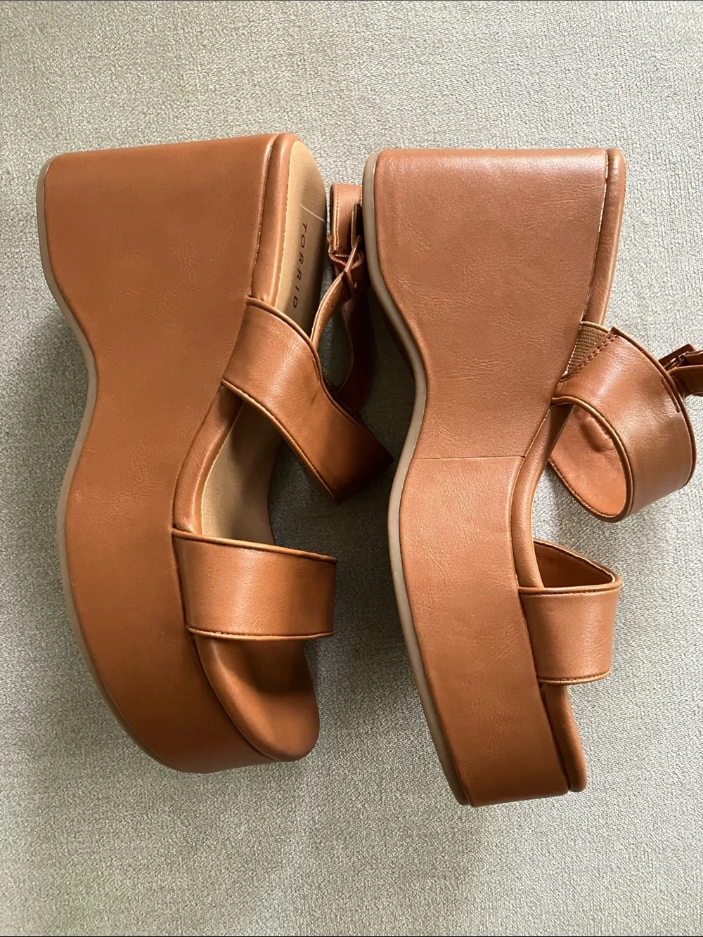 torrid Tan Brown Platform Sandals with Ankle Strap